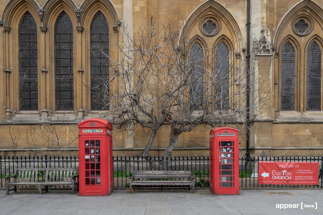 Torrington Place, Bloomsbury - The Church of Christ the King Phone Box